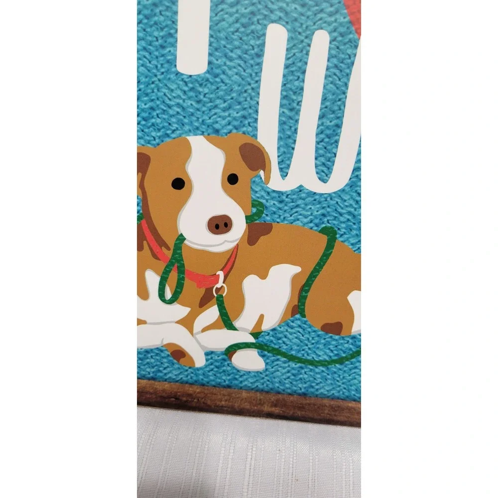 Dog pet lover I Heart Walks Dog Wall Art Wood Frame wreath Decor 10x10